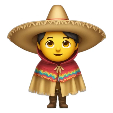 Person wearing poncho and sombrero sticker