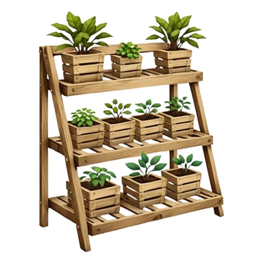 standing slanted Plant rack made from the wood of old oak pallets  sticker