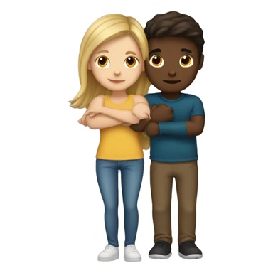 White Girl and brown boy hugging sticker