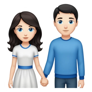 Strong white man with short black hair and white girl with long wavy brown hair and blue eyes holding hands sticker