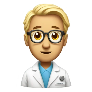 scientist with big question sticker