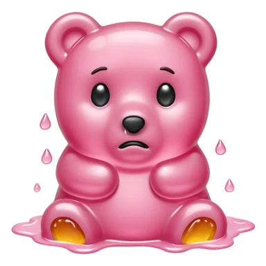 Sad light pink Gummy bear melting into ground sticker