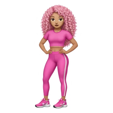 Uma mulher negra da pele clara com cabelo cacheados bem longo até a bunda  sem tanto volume no cabelo e um corpo atlético com roupa rosa  sticker
