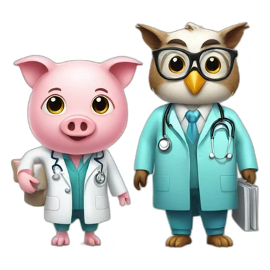 Doctor pig and Doctor owl sticker