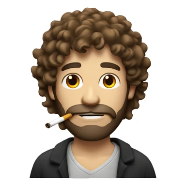 Brown haired man with shaggy hair and beard smoking cigarette sticker