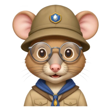 humaniod mice with a scout hat with glasses sticker