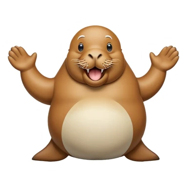 A round-shaped walrus wobbles with joy, its big tusks and silly smile stealing the spotligh sticker