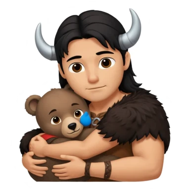 A Viking husband, bear and a black haired, brown eyes, mama bear hugging sticker
