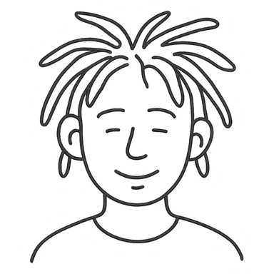 hand drawn outlined icon of a guy with dreadlocks sticker