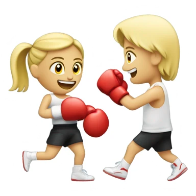 Blond girl winning boxing match against a man sticker