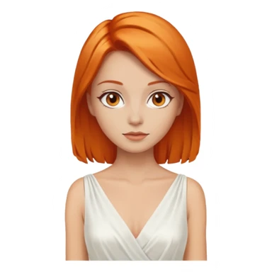 A woman with Orange hair, brown reyes And dresses with White dress sticker