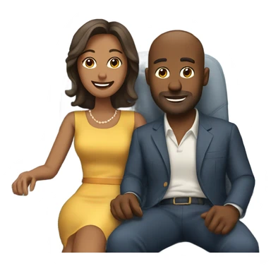 husband and wife sitting on airplane  sticker