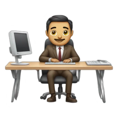 hombre con vestimenta duki trabajando con computadora sticker