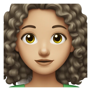 White girl with dark brown curly hair and green eyes sticker