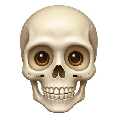 a skeleton who is alive and has eyes and is happy and friendly and has no left eye sticker