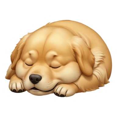 Cinematic Meme-Worthy Chubby Sleeping Golden Retriever Portrait Emoji, Head resting peacefully with a contented smile, showcasing a delightfully chubby build and a luxuriously soft golden coat, eyes shut in a serene nap, Simplified yet hilariously adorable features, highly detailed, glowing with a soft, drowsy light, high shine, relaxed and utterly lovable, stylized with an air of playful laziness, bright and heartwarming, soft glowing outline, capturing the essence of a comically sleepy companion, so meme-worthy it feels like it could instantly become the next viral sensation of adorable slumber! sticker