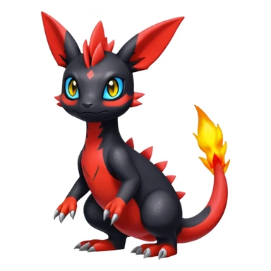 Cute Shiny Guilmon-Quilava-Salandit-Umbreon-Fakémon-hybrid-creature (full body)  sticker