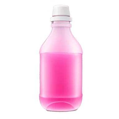 plastic bottle with crystaline pink liquid sticker