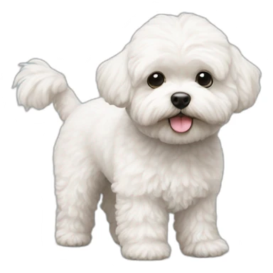 a white maltipoo standing in two feet sticker