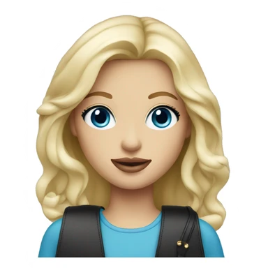 Blonde girl blue eyes with Prada bag sticker