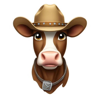 Cow wearing cowboy hat sticker