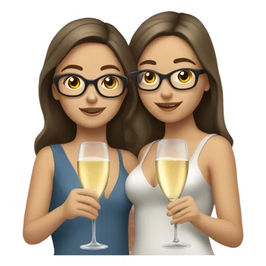 two caucasian brunette girls champagne sticker