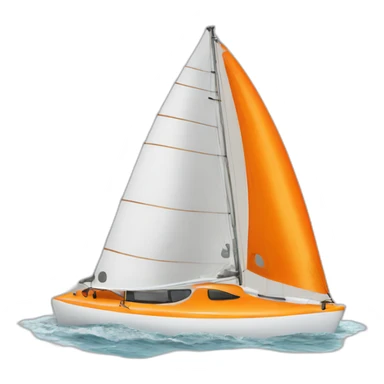 Petit Catamaran avec voile orange et blanche sticker