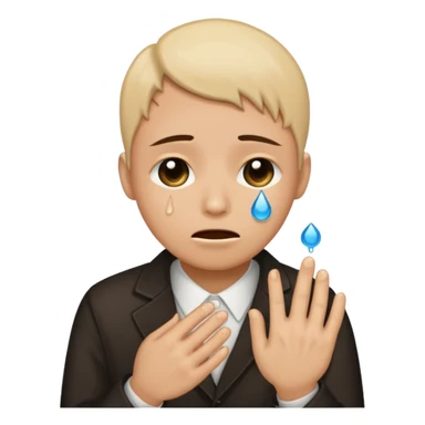 Face with tears holding a button saying its time for the world to end sticker