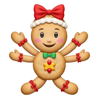 Christmas cookie with arms and legs but and red bow on her head sticker