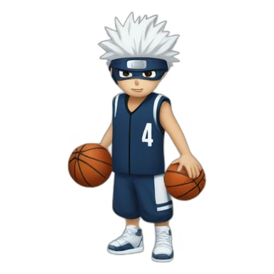 White kakashi hatake playing basketbal  sticker