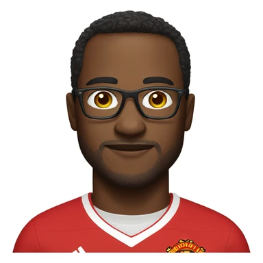 A man with glasses and wear manchester United shirt sticker