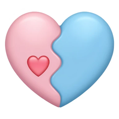 a heart with pastel blue on one side and pastel pink on the other sticker