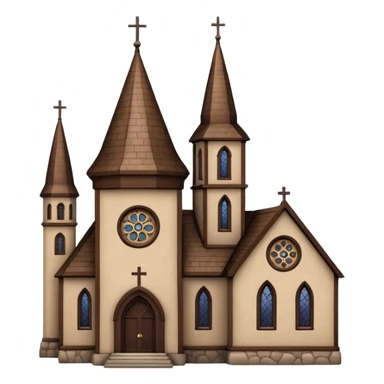 brown chruch with round turret top single turret sticker