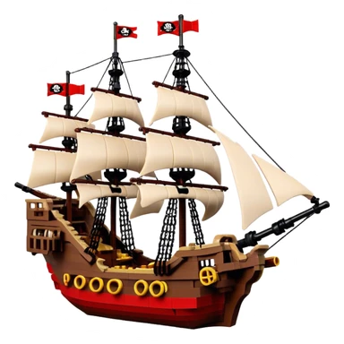 Pirate Ship (Toy) - Lego Pirate Ship (Model Year: 2021) (Iconic colour: Brown with red sails) sticker