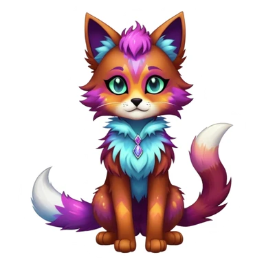 Multicolored Vibrant edgy gothic Falvie-Fionbri-creature-sparkle-feline-fursona, full body, with random markings sticker