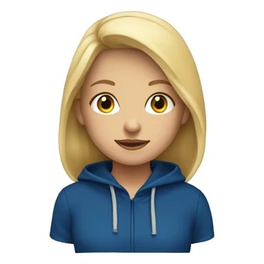 blonde girl in deep blue hoodie  sticker