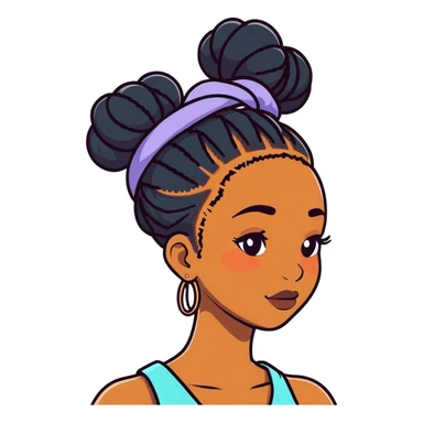 Black girl with long Locs twisted into a bun sticker