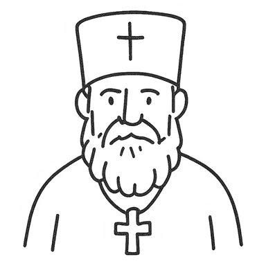 Orthodox pope, hand drawn icon with no fill and black outlines sticker