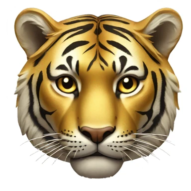 Tigre dourado com coroa de rei na cabeça  sticker
