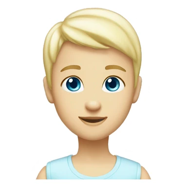 Blonde straight short hair baby blue eyes saying hi sticker
