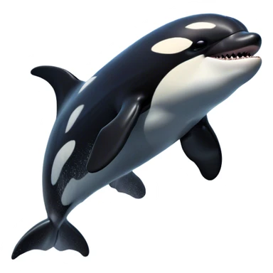Meme-Worthy Breaching orca Portrait Emoji, Bursting powerfully out of the ocean with an impressive, high-energy leap, showcasing a sleek black-and-white body glistening with water droplets and dynamic, arched posture, Simplified yet exhilaratingly expressive features, highly detailed, glowing with a vibrant marine energy, high shine, bold and full of life, stylized with an air of untamed ocean spirit, soft glowing outline, capturing the essence of an orca mid-breach, radiating pure, unstoppable aquatic power! sticker