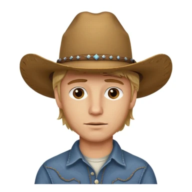 handsome dirty blonde haired man with a cowboy hat on and brown eyes sticker