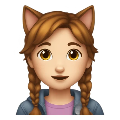 cat licks short girl with short brown hair and she has freckles sticker