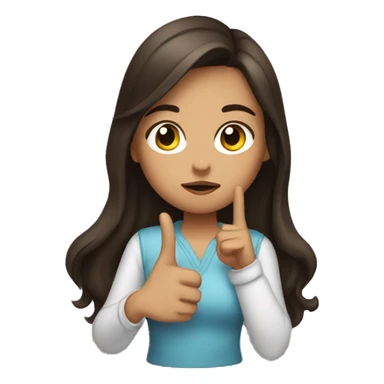 brunette girl pouting and doing the peace sign sticker