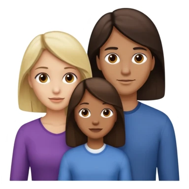 Familia : Hombre pelo oscuro, Mujer pelo cafe, hija mayor pelo mono , hija menor pelo oscuro. sticker