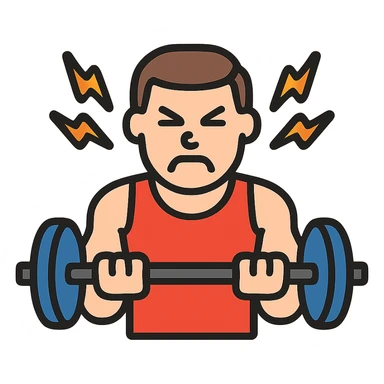 a sportsman is making a great effort lifting weights experiensing the pain sticker