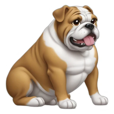 bulldog typing on computer sticker