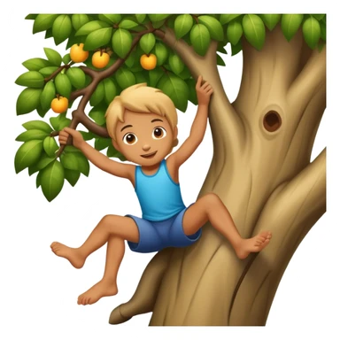 child climbing a tree, fun and friendly sticker