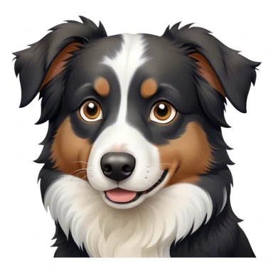 black and white australian shepherd with long nose and fluffy chest sticker
