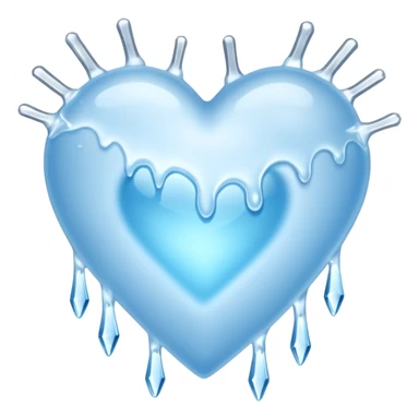 An ice blue heart with frost spidering across it and icicles dripping from it sticker